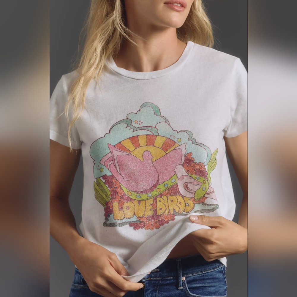 MOTHER The Boxy Goodie Goodie Short-Sleeve Graphic Tee Size Medium